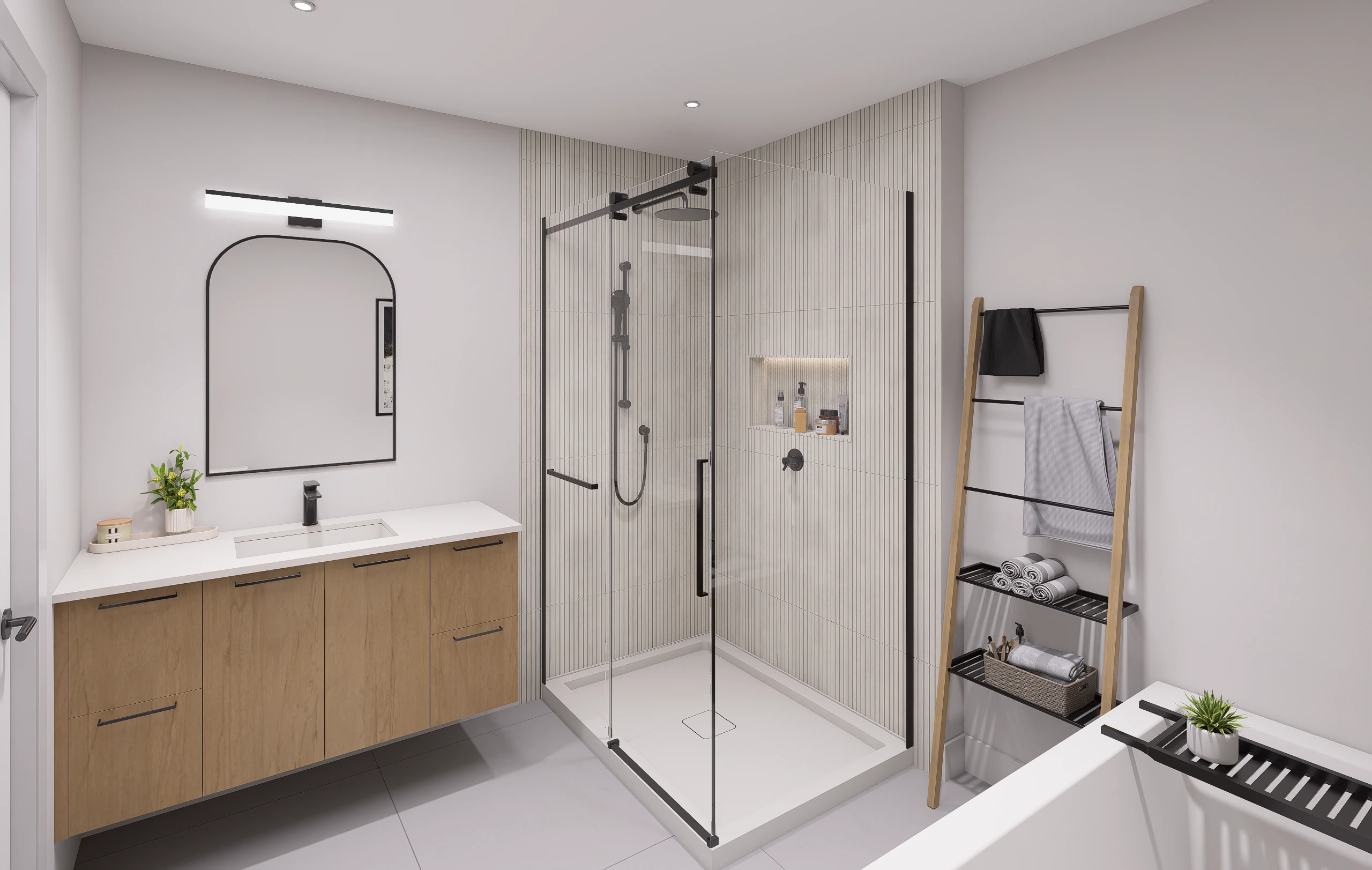 Unité 2 · Salle de bain avec douche — perspective intérieure